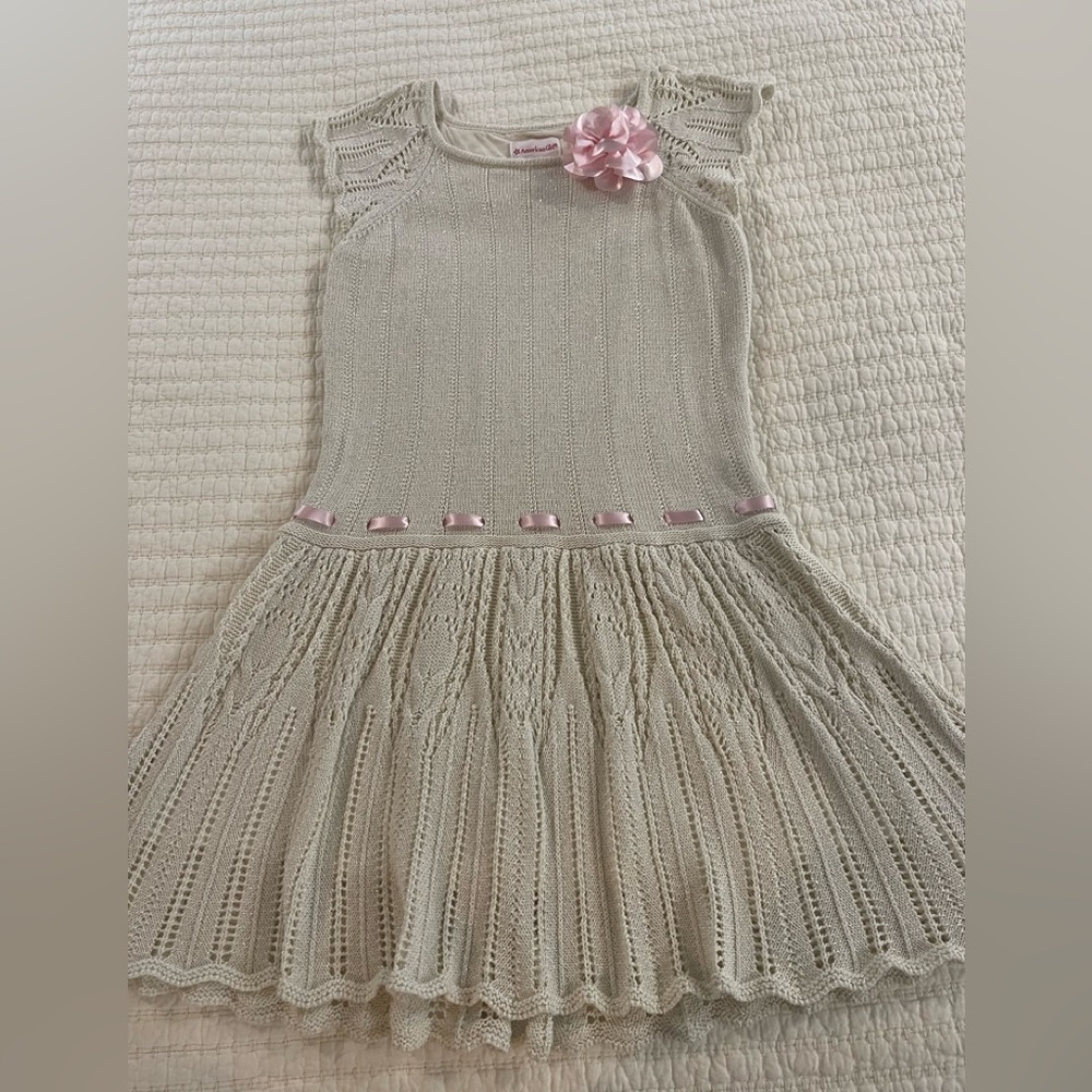 American Girl Sweater Dress with sparkles and removable flower. Size 10 EUC
